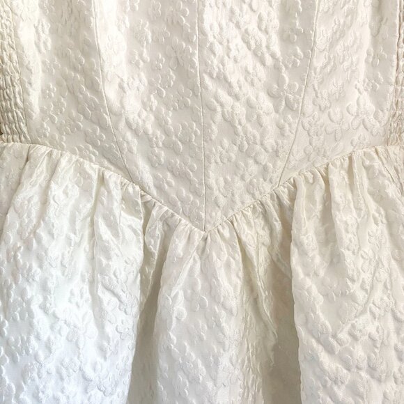 Revolve NWOT Amanda Uprichard White Satin Jacquard Mabel Fit + Flare Dress - Picture 4 of 11